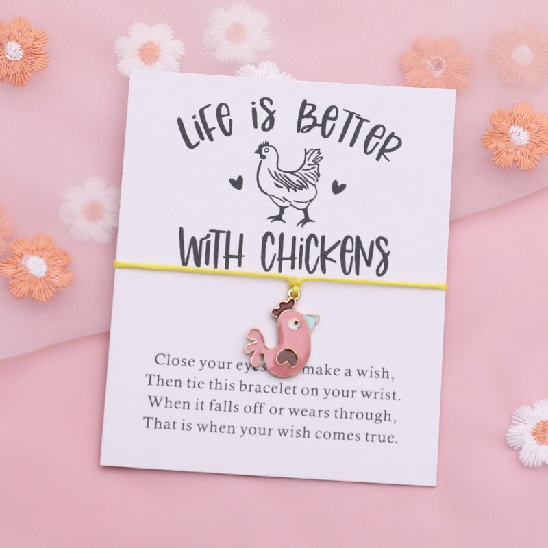 Kip Wish Armband Grappige Kip String Animal Vriendschap Armband Kip Sieraden Vrouwen Mannen Beste Vriend Interessante