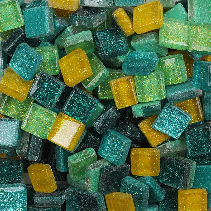 50Stck Diy mischen Farbe funkeln Glas Mosaik Steine Mosaik Fliesen Glas Kiesel Handwerk Material Puzzle Für Diy Mosaik, Der 10*10mm: 5