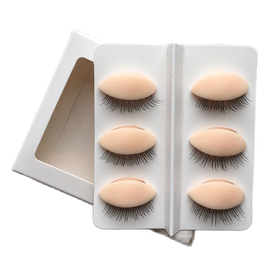 Mannequin Hoofd Vervanging Oogleden Siliconen Praktijk Valse Wimper Extensions Make Model Massage Training Sets 3 Kleuren: 3 Pairs Light Eyelid