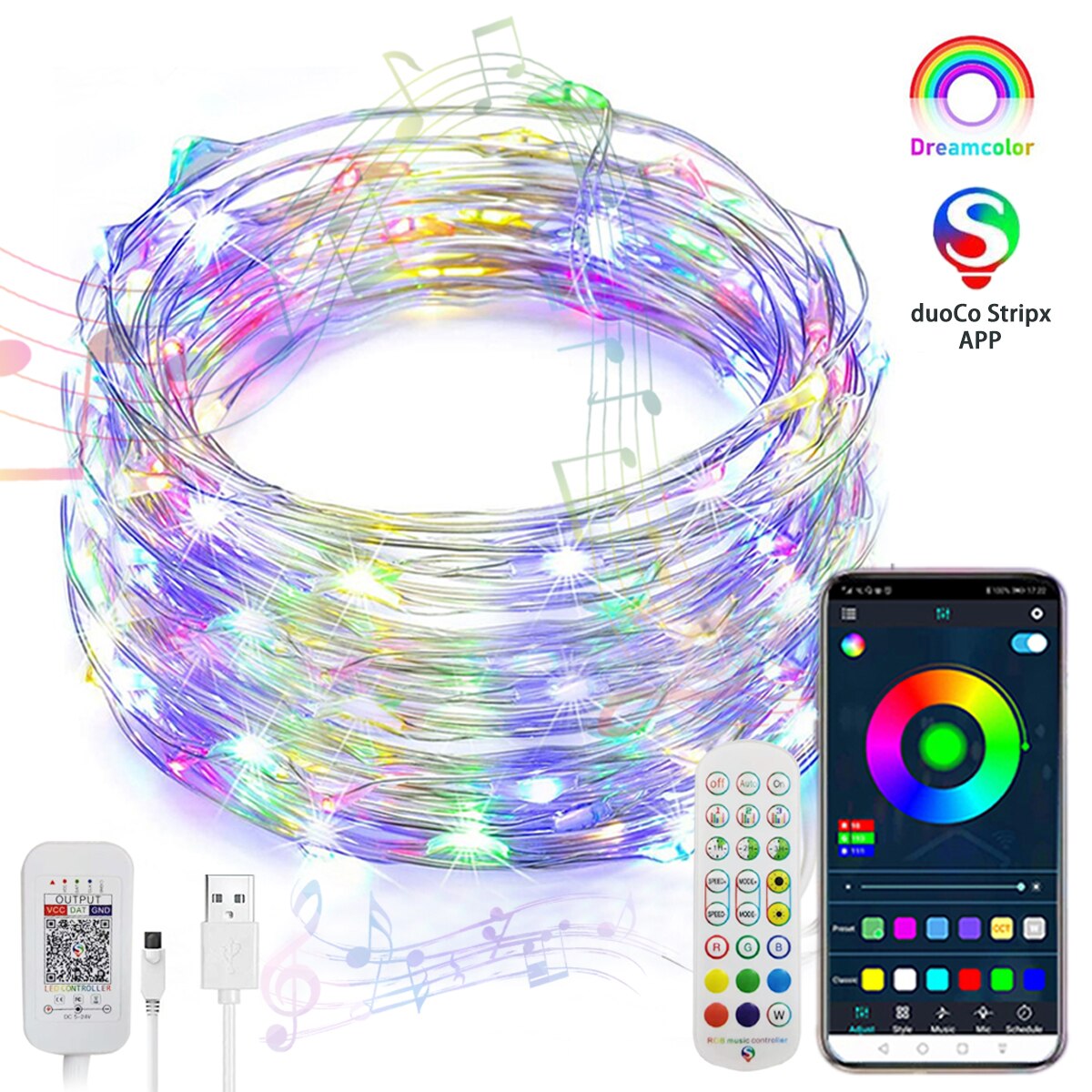 Led Rgb Music String Lights APP Control Dream Colo... – Grandado