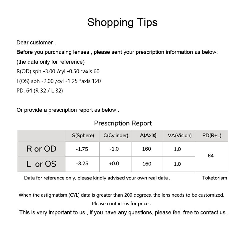 Toketorism Anti Reflective Prescription Lenses Anti UV Gradient Tint Lens for Glasses Frame and Trimming Rimless Sunglass