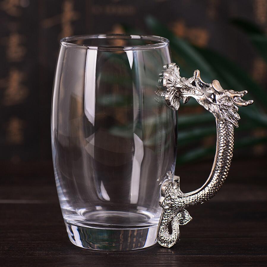 Metal tap water green tea cup watercup wine goblet .: White