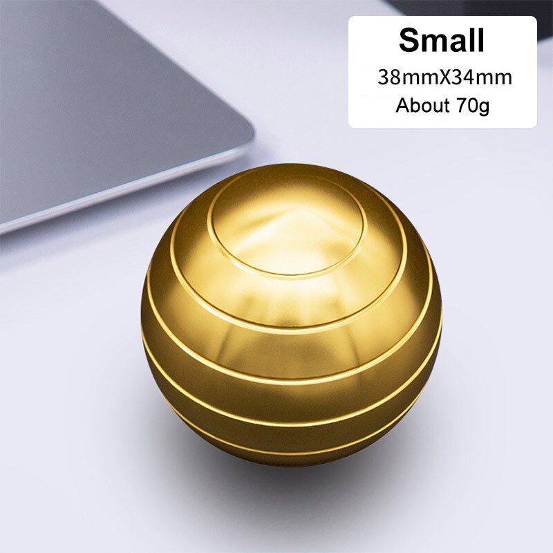 38/45/54mm Mini Desktop Stress Relief Toy Revolving Decompression Ball Desk Office Decor Art Toy Rotary Tabletop Ball for Kids: S Gold