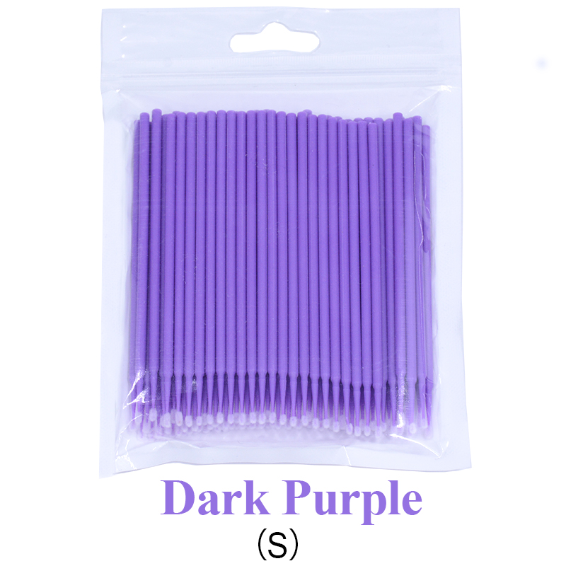 Kekelala 100Pcs/Fles Wimper Extension Wattenstaafjes Lash Lift Lijm Remover Applicators Microblade Make Micro Borstels Tool: 100pcs Dark Purple