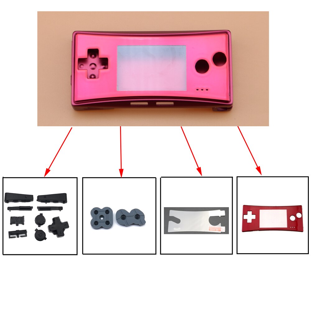 YuXi Metallgehäuse Shell für GameBoy Micro Konsole - Ersatzabdeckung mit leitfähigen Tasten