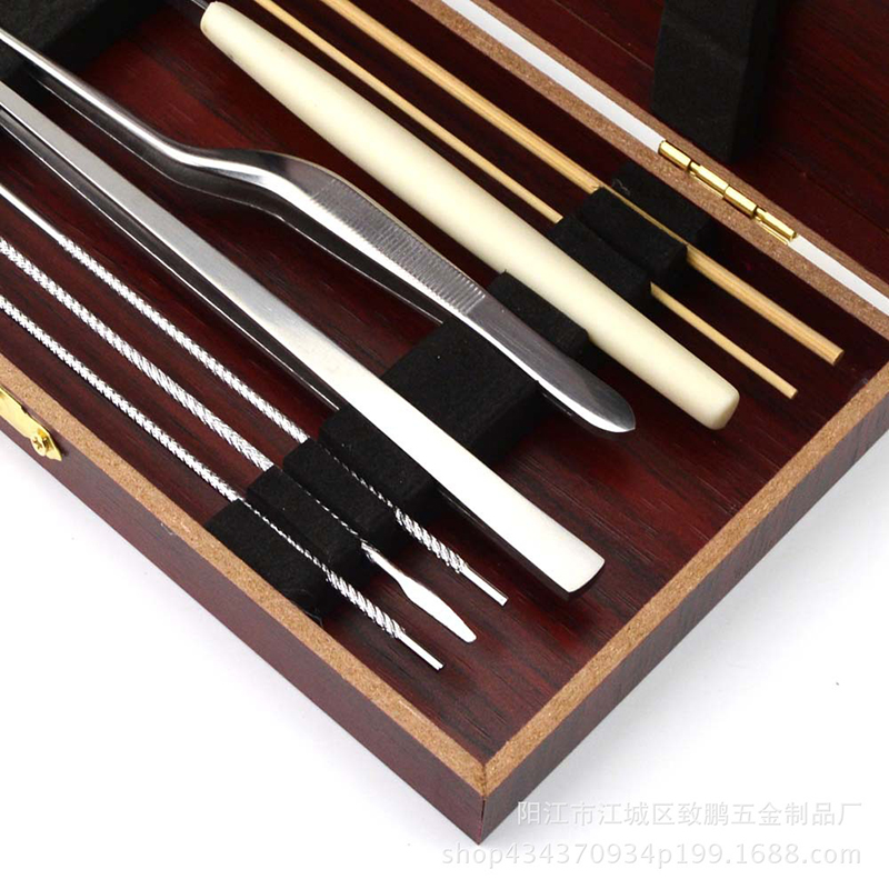 8 stücke Professionelle Ohr Pflege Reinigung Werkzeuge Kit Ohrenschmalz Picker Remover Reiniger Edelstahl Mit EINEM Holz Lagerung Box