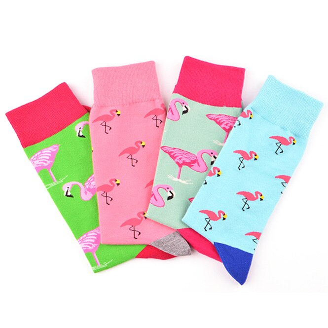 Calcetines de algodón con de flamenco para adulto, medias cálidas con de animales, flamencos, Grulla, llama, fuego, fla, pluma de pájaro rosa, lago