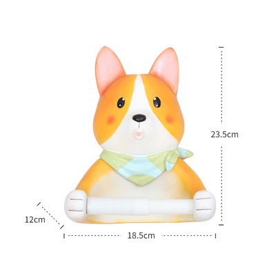 Colgador de toallas para colgar en la pared de perro Giraffe, caja de pañuelos para papel higiénico, decoración de artesanía de resina para restaurante o casa R2034: Blanco