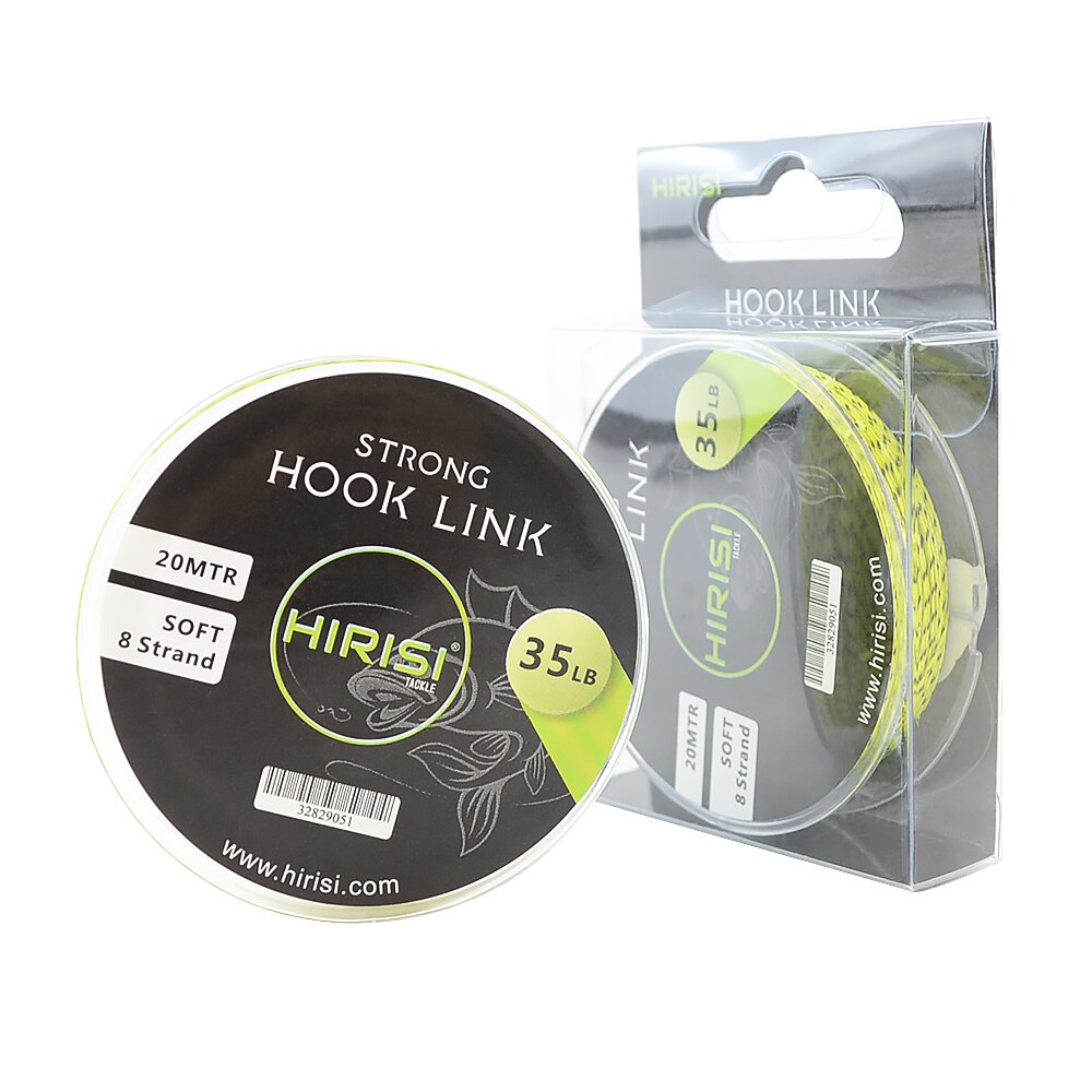 2 pçs linha de pesca da carpa 8 strand trançado gancho ligação 20m três tamanho grossa carpa equipamento de pesca: 35LB