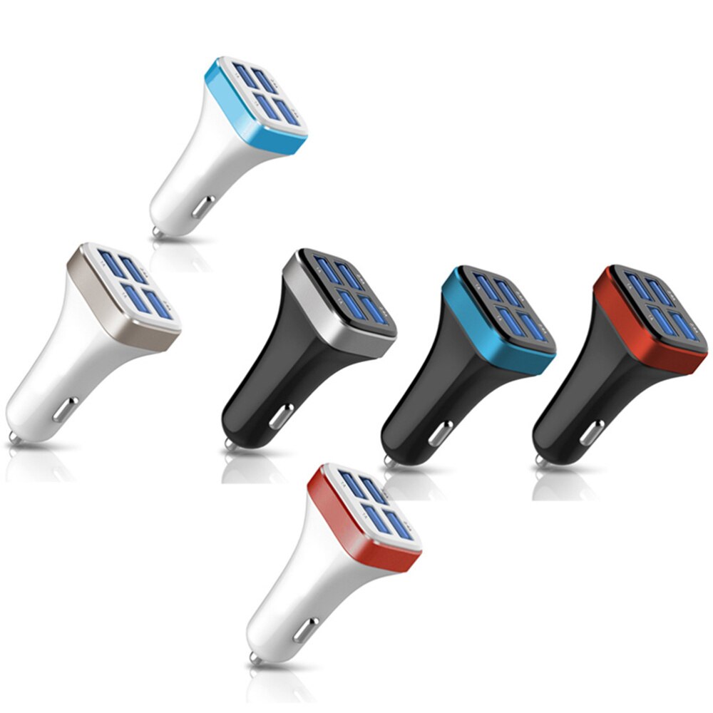 1 pc 2.4A 4 USB Ports Socket Multi Function Car Phone Charger (Black and Silver)