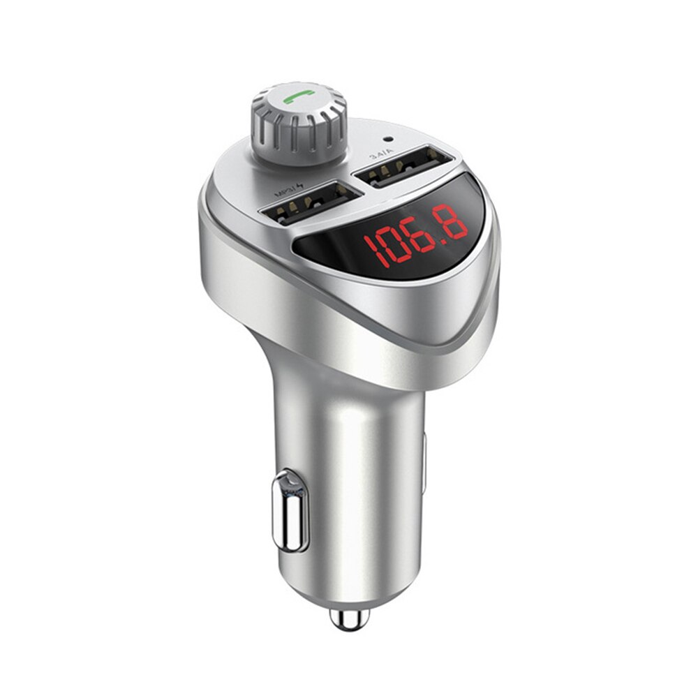 kebidu Car Charger FM Transmitter Bluetooth Car Audio MP3 Player TF Card Car Kit 3.4A Quick Charger Dual USB Car Phone Charger: Silver