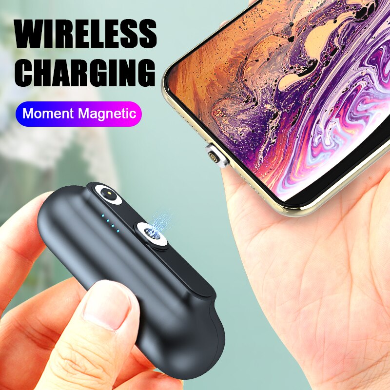 Banco de energía magnético para iPhone 12, Mini cargador de 2600mAh, batería externa magnética portátil de emergencia para Xiaomi
