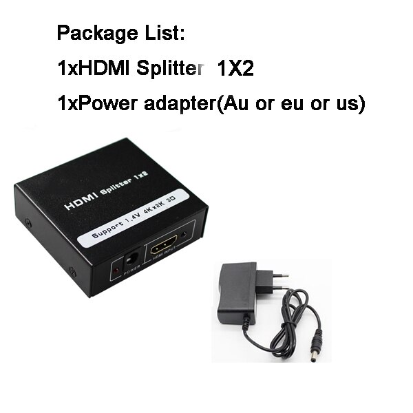 HDMI Switch Switcher 1X2 1X4 Dual Display 4K HDMI Splitter Full HD 1080p Video voor HDTV DVD PS3 Xbox: HD 1X2 POWER ADAPTER / eu power adapter