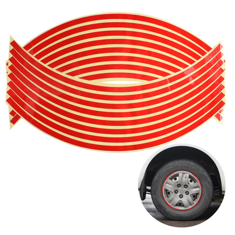 Tiras de 18 pulgadas para llanta de motocicleta, cinta reflectante para rueda, reflectante, reflectante, de seguridad vial, 16 unidades