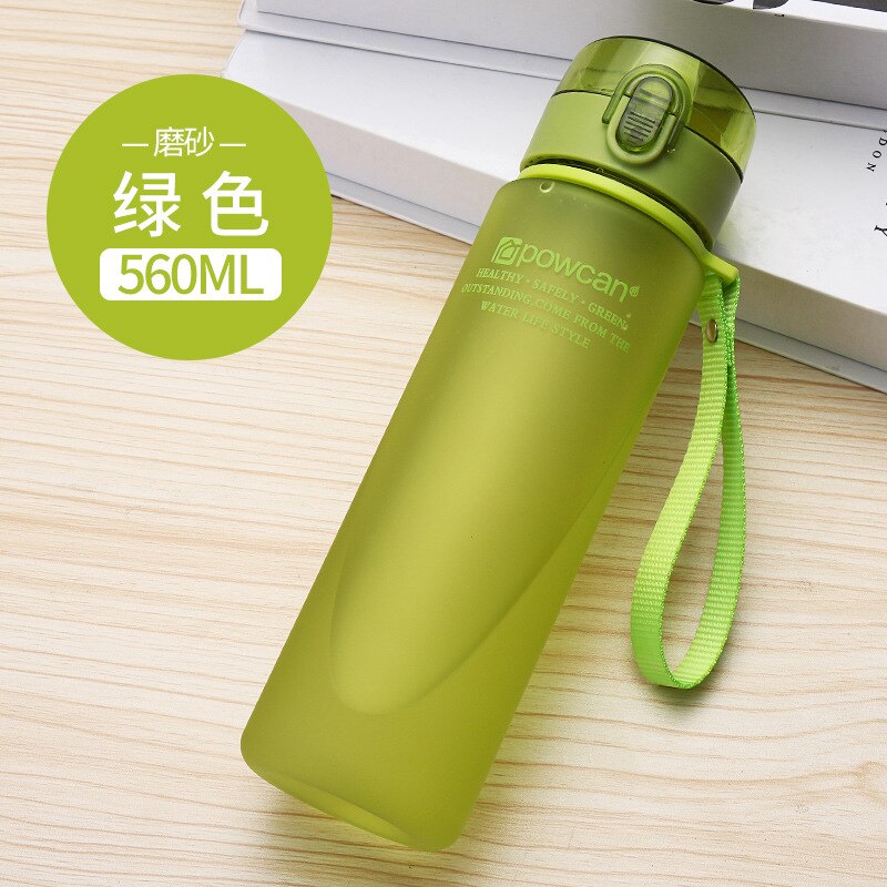 Water Fles 560Ml 400Ml Plastic Drinkware Tour Outdoor Sport School Lekvrije Afdichting Gourde Klimmen Water Flessen: 560ML--green