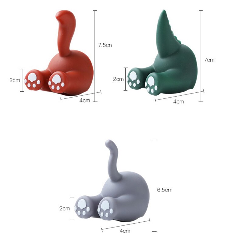 Cartoon Haken Universele Zelfklevende Haak Fun Animal Staart Muur Haken Multifunctionele Opslag Haak Voor Muur Koelkast Deur Thuis decor