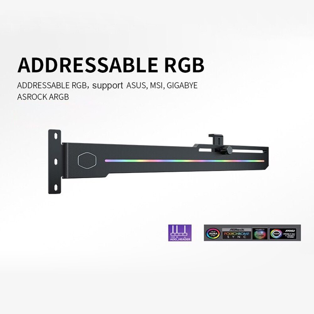 Cooler Master ELV8 ARGB LED GPU, soporte de tarjeta gráfica Vertical RGB direccionable de 3 pines de altura ajustable