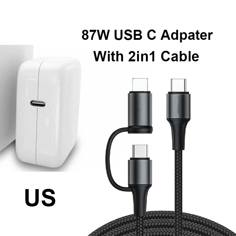 30W 61W 87W PD USB C Notebook Laptops Power Adapter Type-C Fast Charging For Macbook Pro iPhone 13 Huawei Samsung Phone Chargers: 87W US 2in1 Cable