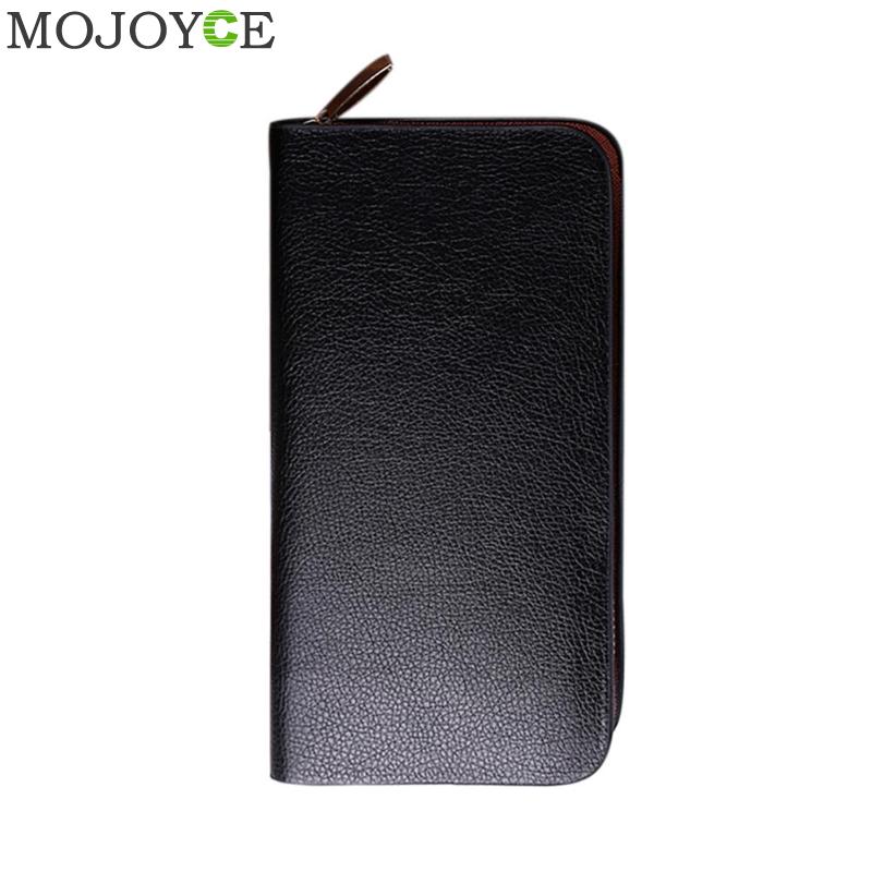 Men Business Zipper Wallet Male PU Leather Clutch Coin Purse Long ID Card Holder Card Bag Gentale Man Bag: Black