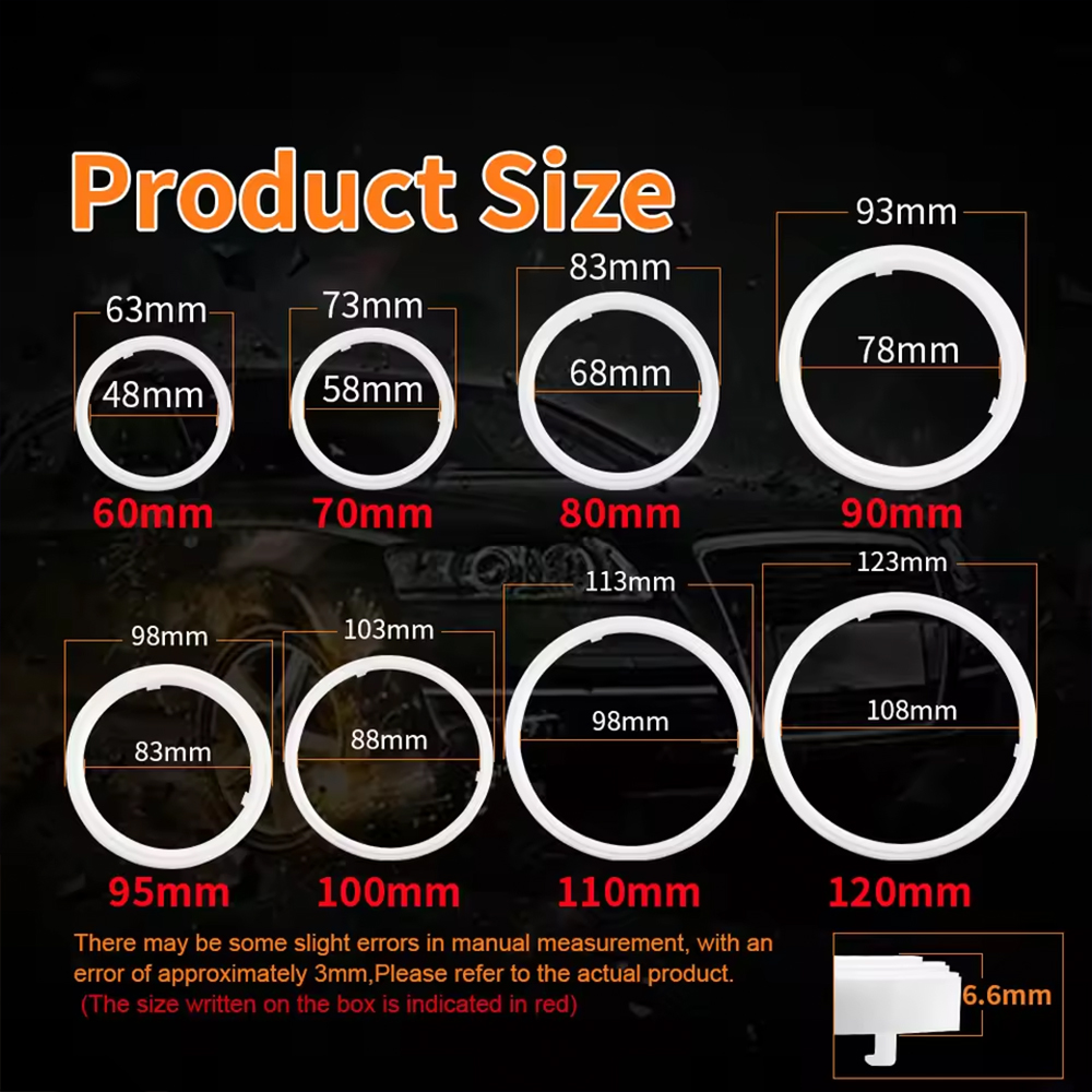 2 pièces RGB coton LED yeux d'ange Halo anneau 60/70/80/90/95/100/110/120mm phare LED lampe pour voiture moto DRL yeux APP contrôle