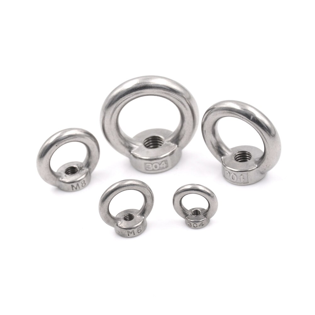 Marine Lifting Eye nut Ring Nut Loop Hole for Cable Rope Lifting One Piece M5/M6/M8/M10/M12 Eye Nut Stainless Steel