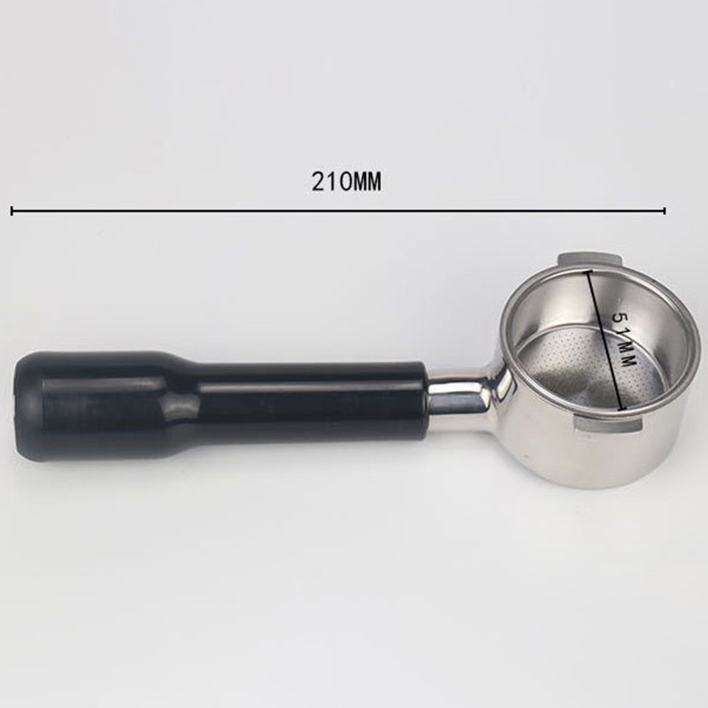 51mm Stainless Steel Coffee Machine Filter Bracket Coffee Bottomless Handle Coffee Spoon Wooden Handle D