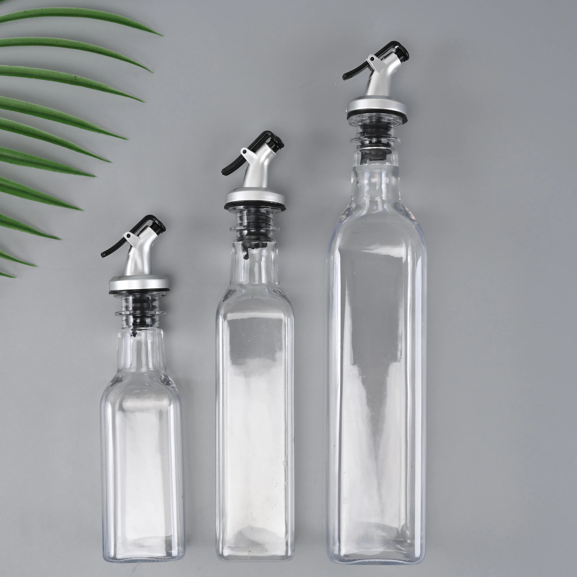 Bote de aceite de 150ML/250ML/500ML, botella de plástico a prueba de fugas para condimentos de cocina, salsa de soja, vinagre, botella de aceite de oliva transparente