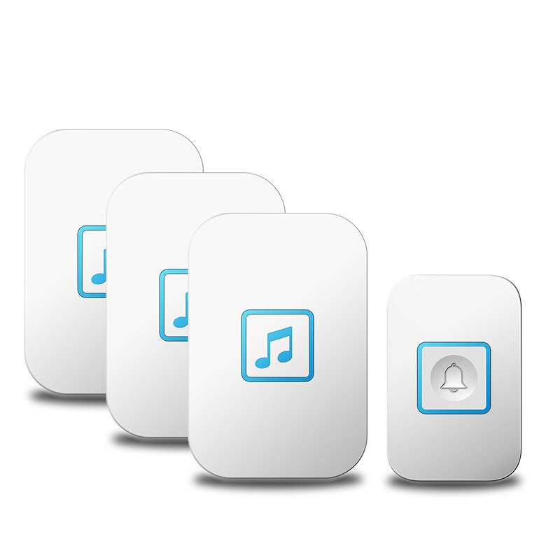 WEMEDA Wireless Doorbell Waterproof Touch Button LED Light Home Smart Cordless Door Ring Bell US EU UK Plug 300M Range 60 Chimes: white 1x3 / EU