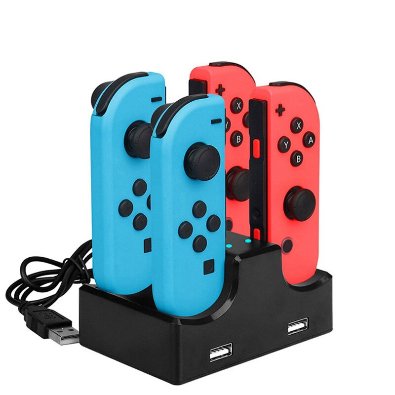 6-in-1 USB Laadstation voor Nintendo Switch Joy-Con Controllers - 80cm USB Kabel