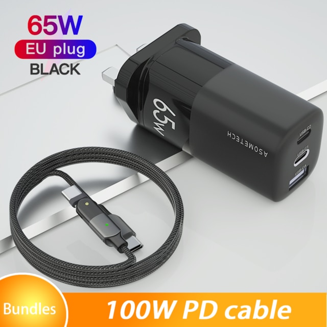 65W USB C GAN Charger Quick Charge 4.0 3.0 QC4.0 QC PD3.0 USB-C Type C Fast USB Charger For Macbook Pro iPhone 12 Samsung Laptop: UK Black with cable
