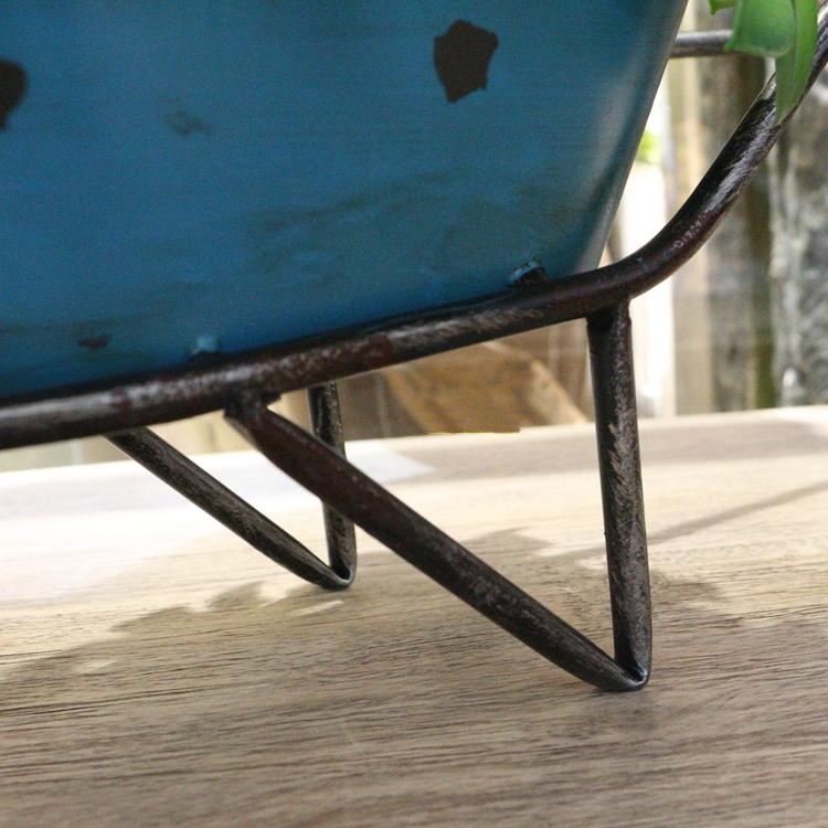 small handcrafted rustic retro metal planter cart