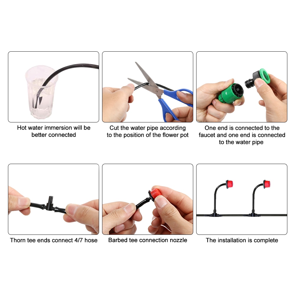 Kit de connecteur de goutte-à-goutte pour tuyau d'arrosage, arrosage automatique de 25M, Micro système d'irrigation goutte-à-goutte, Spray pour plantes
