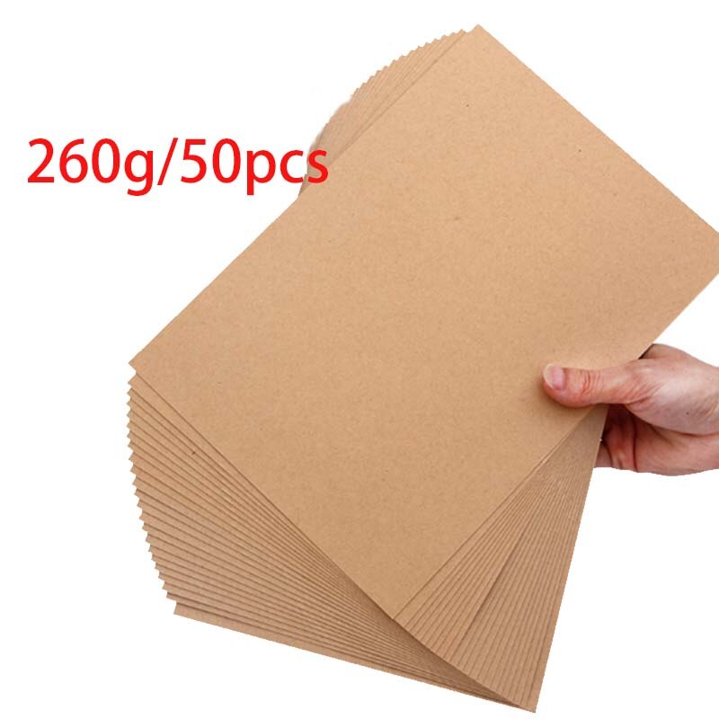 A4 Bruin Kraftpapier Diy Handmake Kaart Maken Craft Papier Dik Karton Karton: 260gsm 50pcs