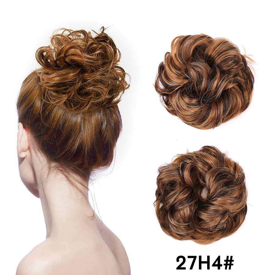 Syntetisk hår knold updo hair extensions rodet knold hår stykke hår scrunchies bølget hestehale hårstykker hår tilbehør til piger: 27 timer 4