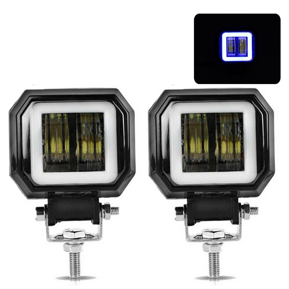 3INCH 20W LED WORK LIGHT SPOT DRIVING FOG LIGHTS HEADLIGHT CAR SUV BOAT WAGON PICKUP CAMPER MOTORCYCLE 12V 24V AUXILIARY LIGHT: 2X SQUARE WHITE BLUE