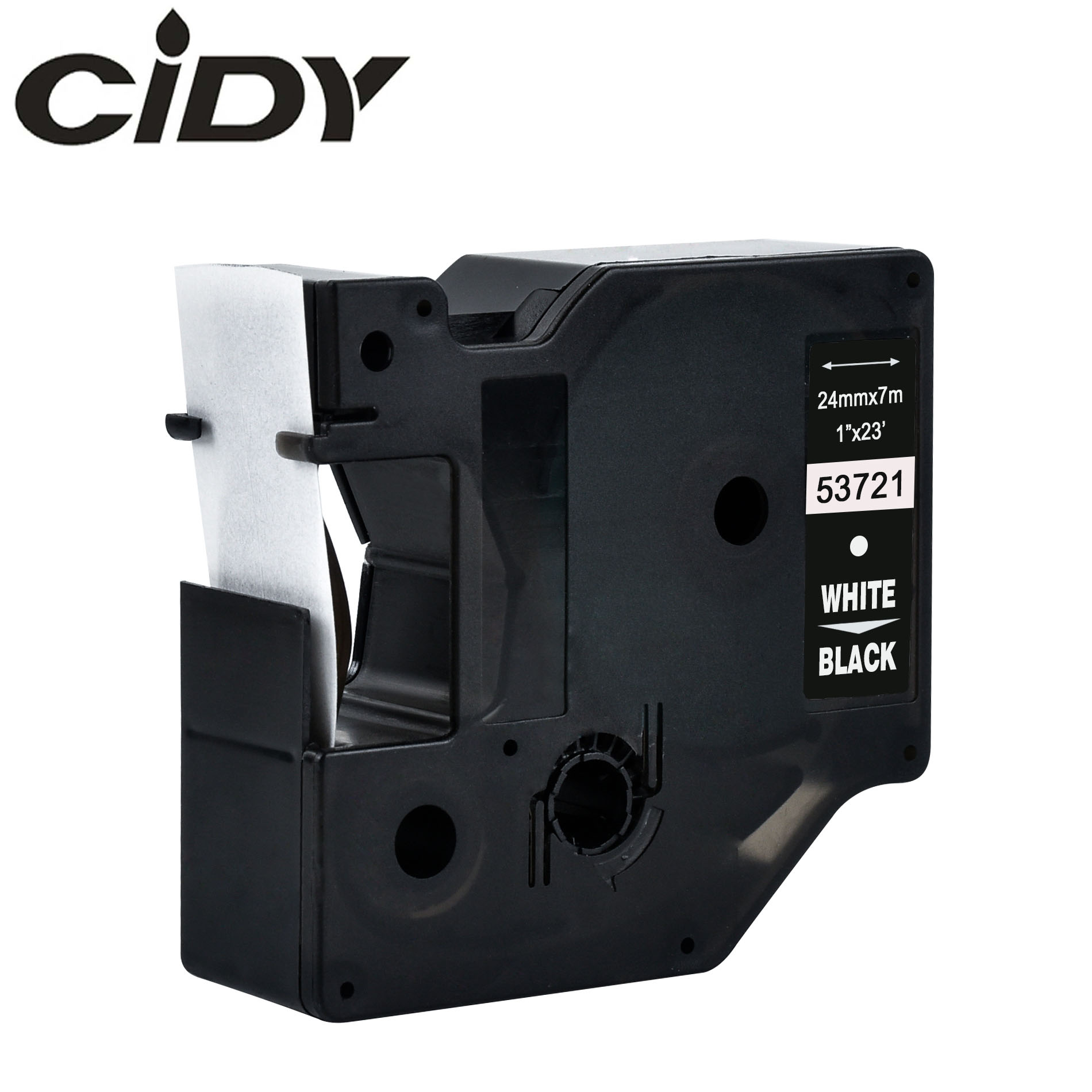 CIDY 1pcs 53713 53718 53710 Compatible 24MM black on white Dymo D1 Label Ribbons for Dymo Label Manager LM160 LM280 210 Dymo PNP: white on black