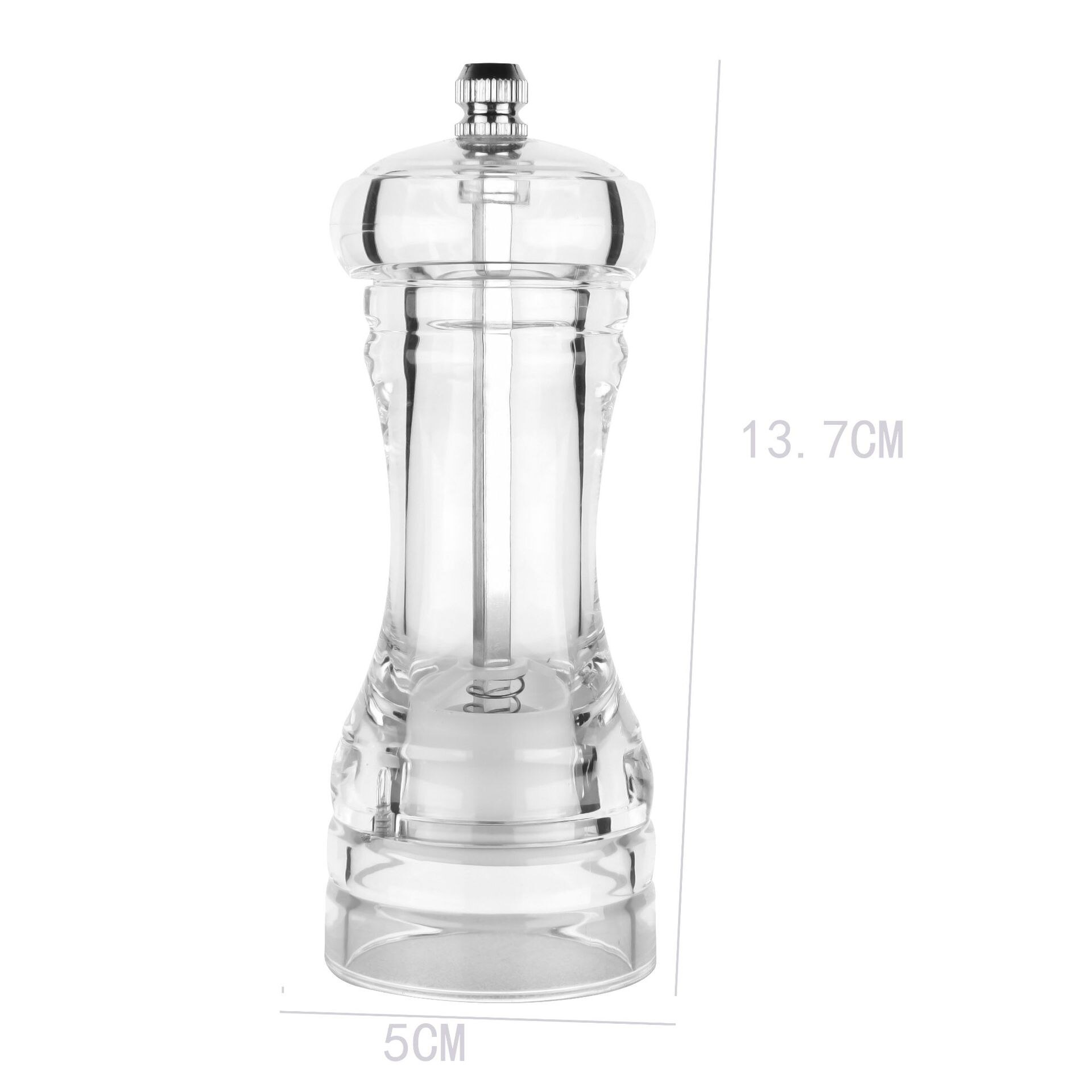 Acrylic Combo Pepper Mill and Salt Shaker with Adjustable Coarseness Ceramic Mechanism, Easy to Use: 5 inch