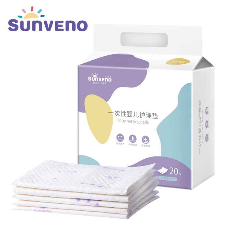Sunveno matelas à langer jetable bébé 35x45 cm 20 pièces matelas à langer Portable infantile forte Absorption d'eau