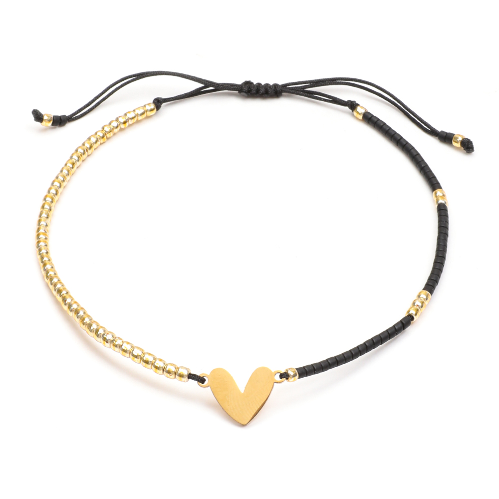 ZMZY, nueva pulsera clásica de corazón para mujer, cuentas simples de semillas Miyuki, pulseras de cuerda coloridas para mujer, de joyería: Estampado en caliente