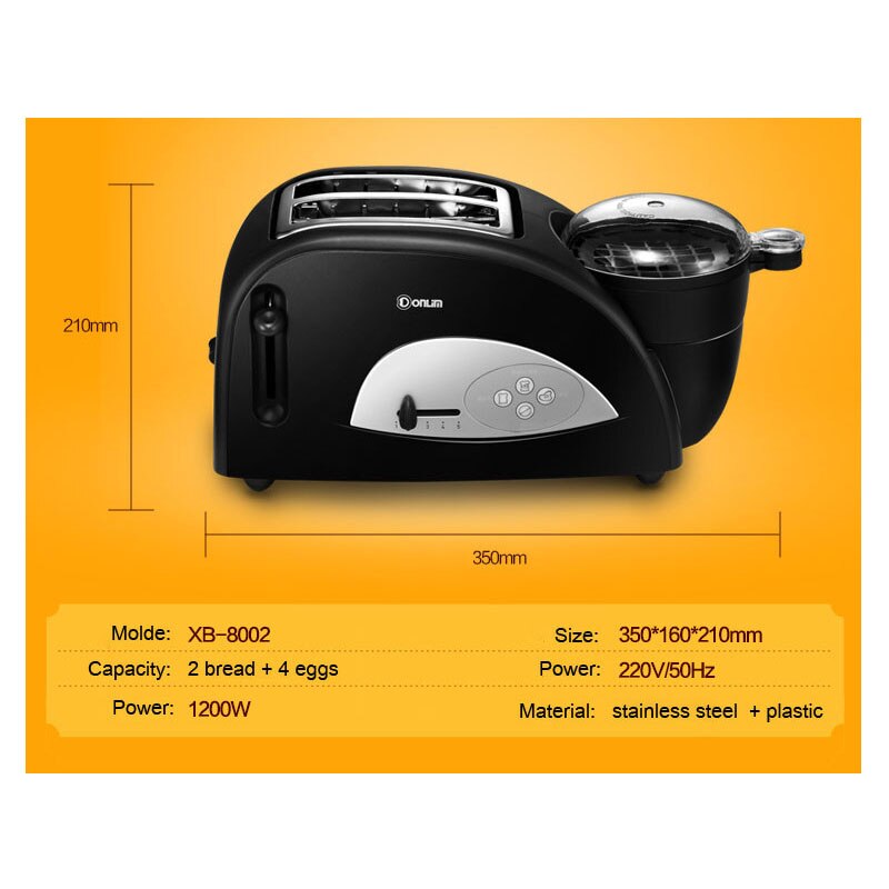 XB-8002 Bread baking household bread maker multi-function Full-automatic breakfast Toaster with boil eggs 220v 1200w 1pc