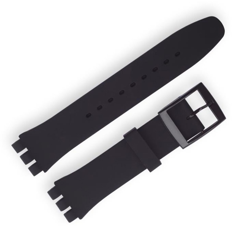 Replacement watchband watch band strap for Swatch strap 17mm and 19mm 20mm: Black / 17mm