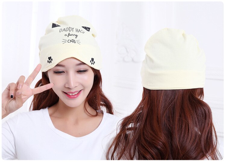 Chapeau de maternité femme enceinte, à capuche en coton, mignon, à empiler, multifonctionnel, à capuche, naturel: 06