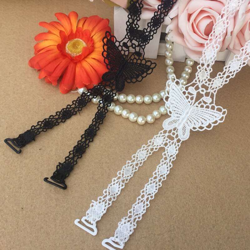 1pcs White&Black Lace Bra Straps Butterfly Flower Cross Back Lady Girl Bra Straps Decoration Shoulder Straps Necessary