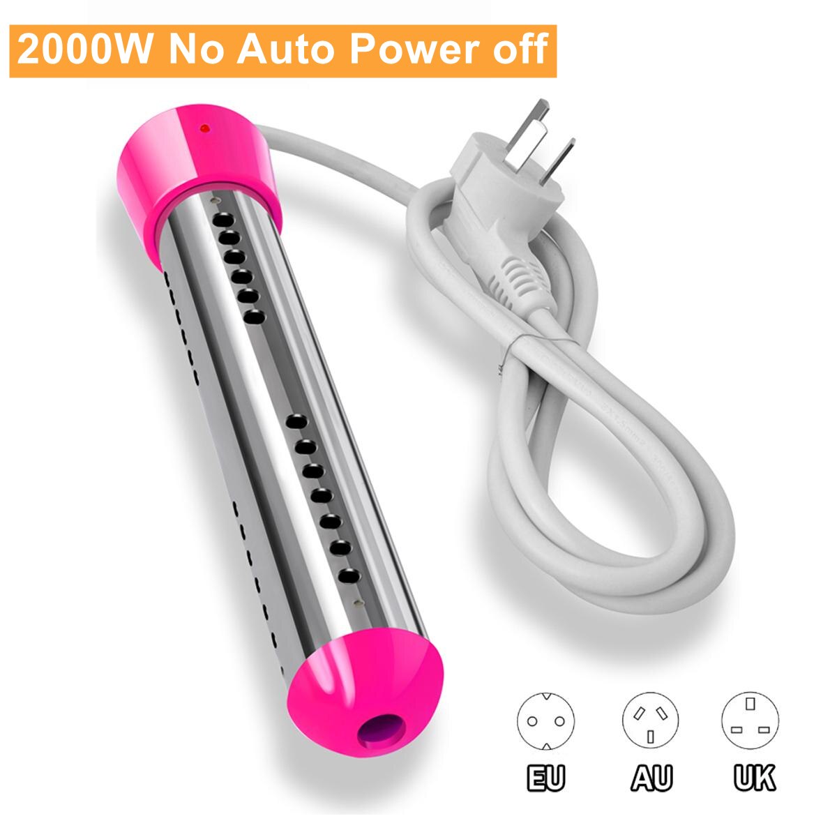 Electric Water Heater Stainless Floating 2500W/2000W Electric Heater Boiler Portable Immersion Suspension Bathroom Swimming Pool: Pink 2000W-NO AUTO / AU Plug