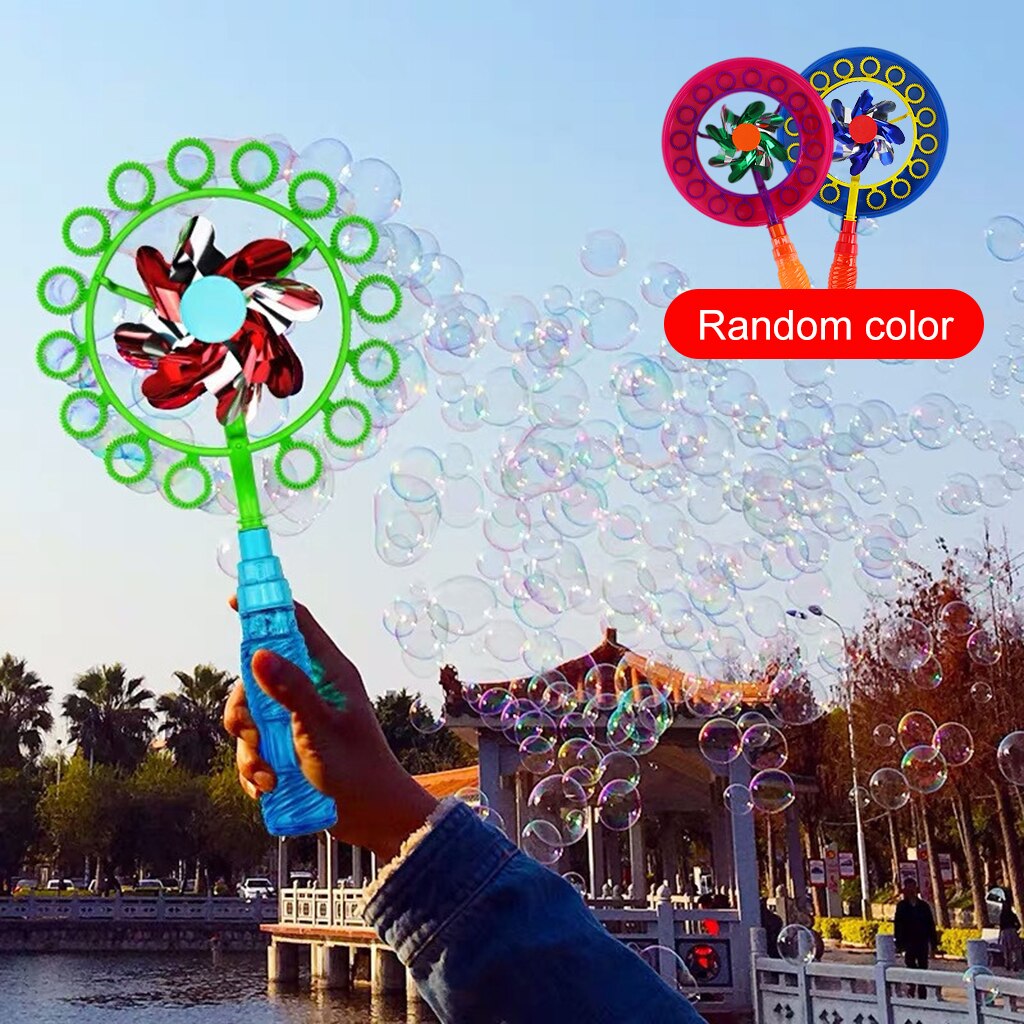 Grappige Kleurrijke Outdoor Bubble Blower Machine Grote Bubble Zeep Gereedschap Speelgoed Windmolen Maken Blower Bellen Machine Speelgoed Leveringen
