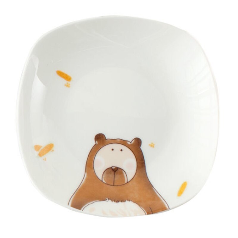 Os chine mignon Snack plat dessin animé carré soucoupe plats enfants gâteau Snack fruits salade assiette cuisine petit déjeuner plateaux ensemble de vaisselle: 6