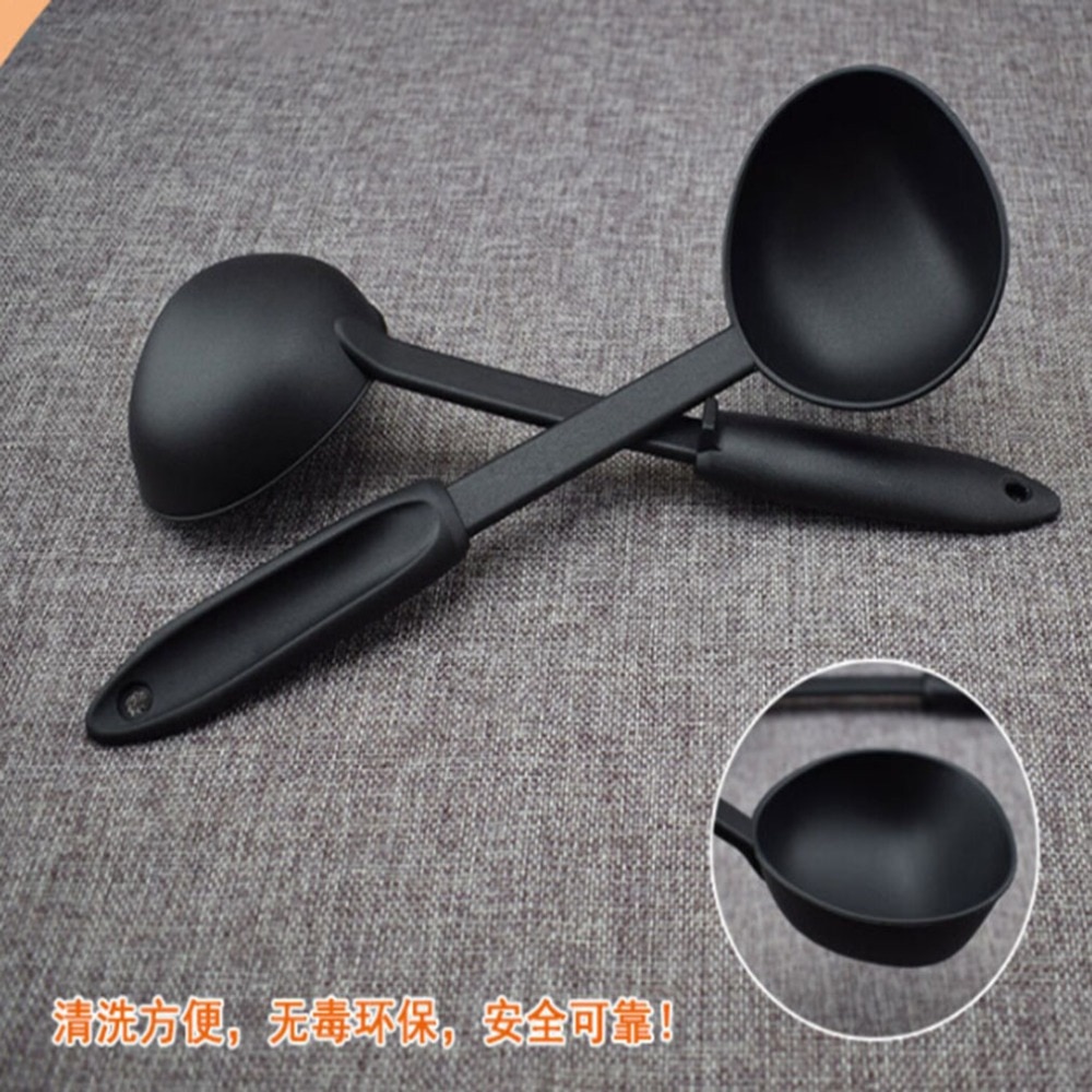 Cuisine soupe cuillère ustensiles de cuisine Nylon louche cuillère couleur noire cuisine cuisson louche pour servir soupe ustensile outils accessoires