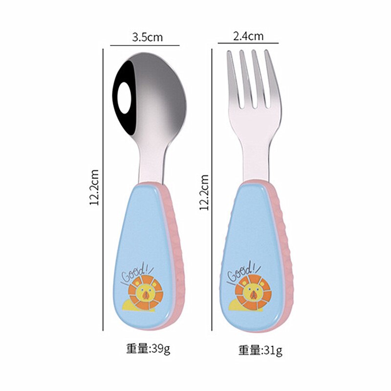impostato di forchette per cucchiaio per neonati impostato di posate per bambini in acciaio inossidabile posate per bambini senza scatola di formica