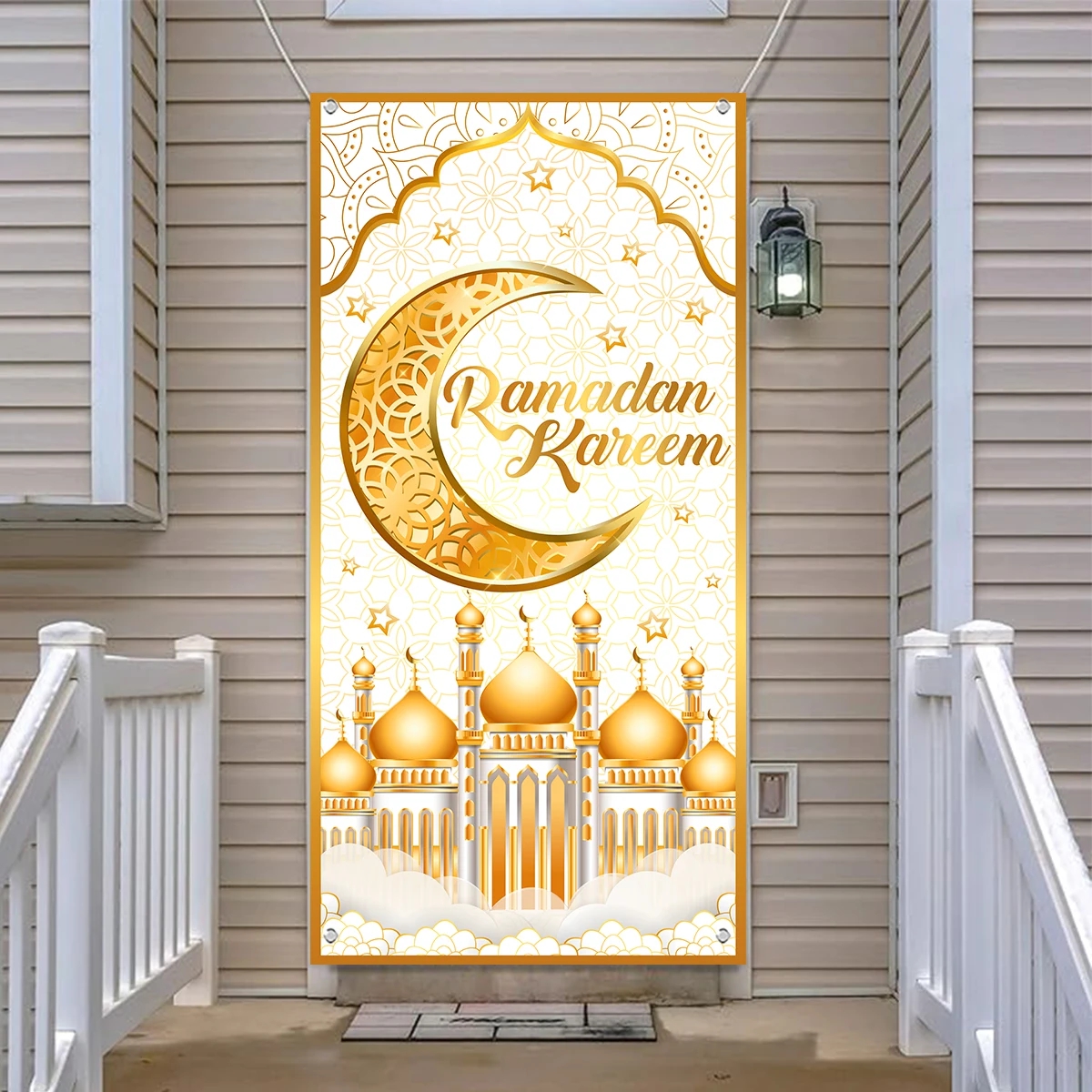 Eid mubarak pendurado bandeira ramadan decoração para casa 2025 ramadan kareem islâmico muçulmano fontes de festa eid al adha presentes
