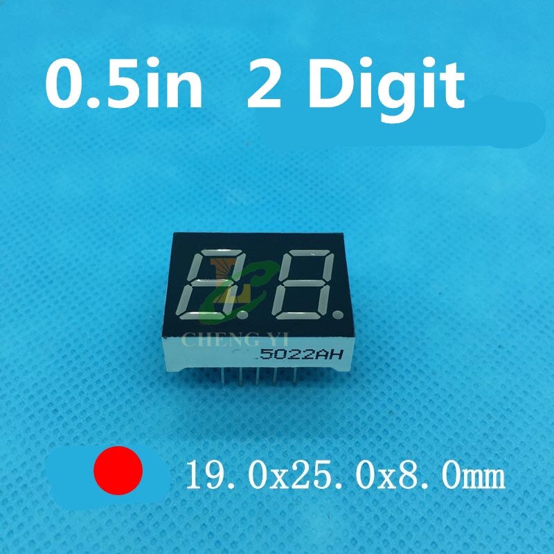 RED 0.5 inch 7 Segment LED Display 2 Bit Digital Tube 0.5" 0.5in Common ANODE(Nixie tube)